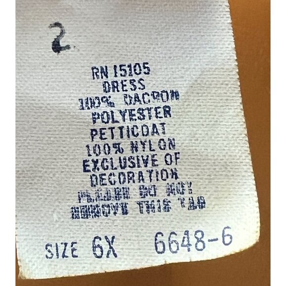 Vintage Honey Suckle Girls Size 6X Dress With Cream Lace Accents & Bow Sash - Picture 13 of 16